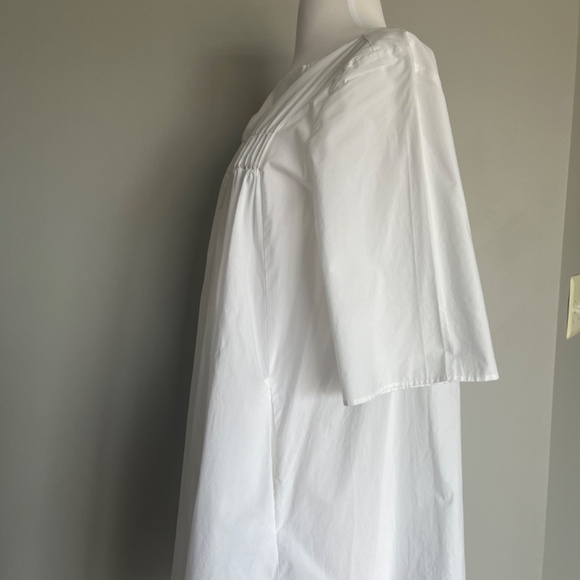 COS White Cotton Voluminous Gathered Front Rachet A-line Casual Pockets Dress - Picture 8 of 12